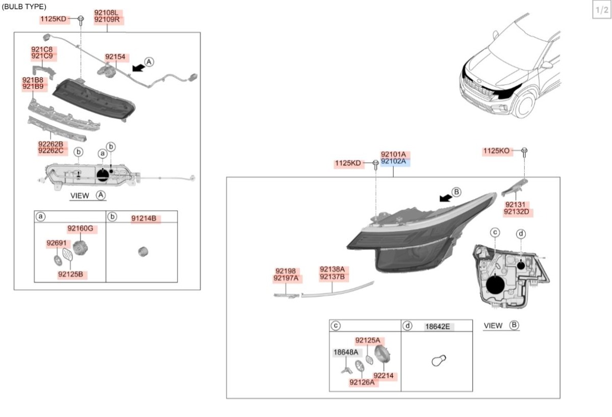 Фара передняя правая Seltos 2020 SP2 G4FJ