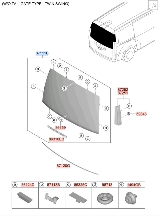 Стекло двери багажника Staria 2023 US4 D4HB