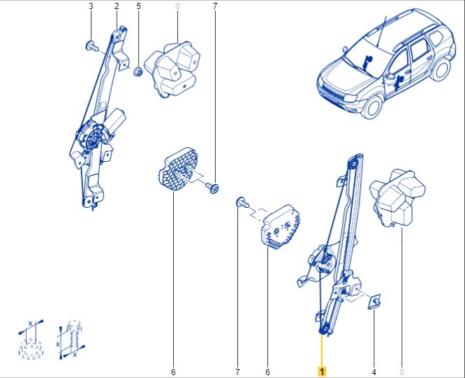 Стеклоподъемник передний левый Duster 2015 HSM F4R
