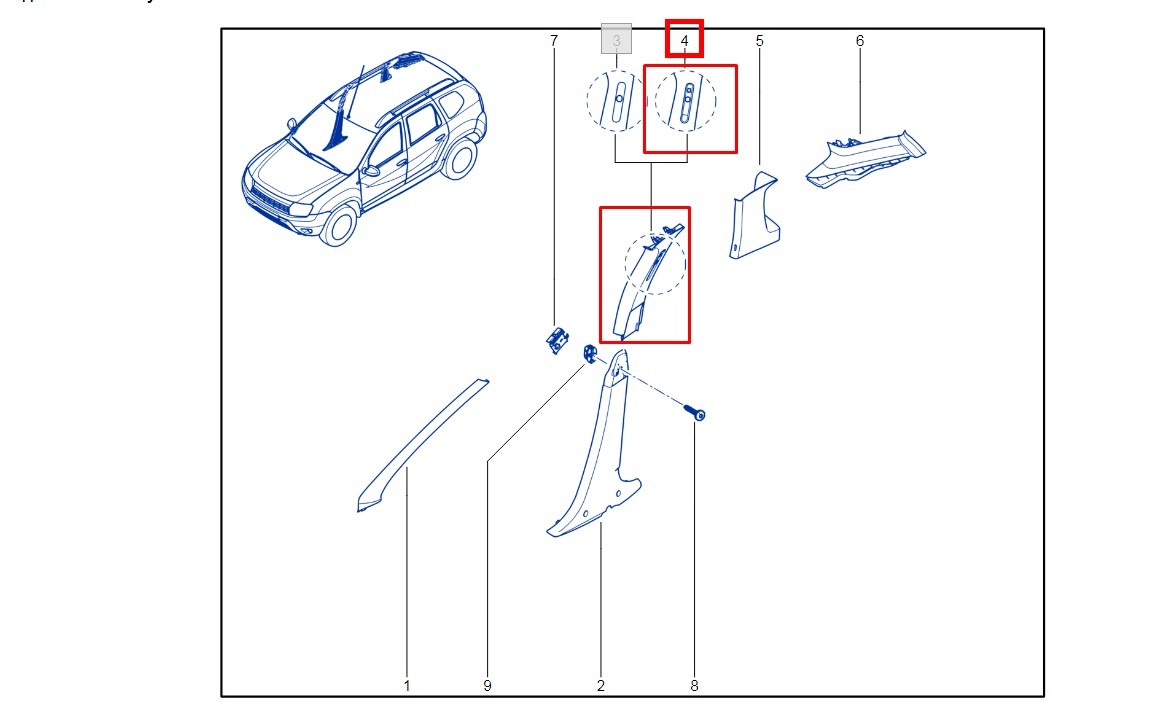 Обшивка стойки RENAULT Duster HSA H4M430 2019 прав. (б/у)