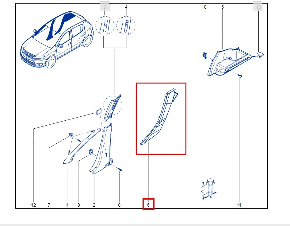 Обшивка стойки RENAULT Logan L8 K4M 2021 задн. прав. (б/у) Обшивка стойки RENAULT Logan L8 K4M 2021 задн. прав. (б/у)