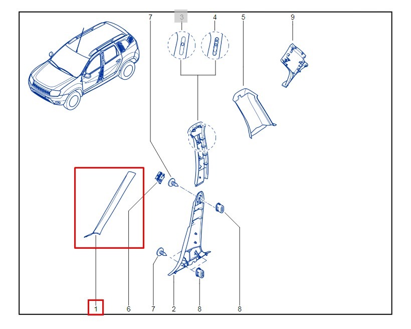 Обшивка стойки RENAULT Duster H79 F4RE410 2021 перед. лев. (б/у) Обшивка стойки RENAULT Duster H79 F4RE410 2021 перед. лев. (б/у)